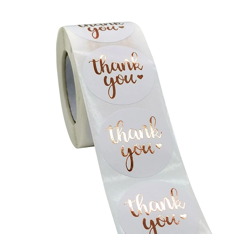 "Dank U" Hot Stamping Sticker Kopen Commerciële Decoratieve Bloem Label Afdichting Sticker Candy Gift Box Ronde Sticker Bruiloft