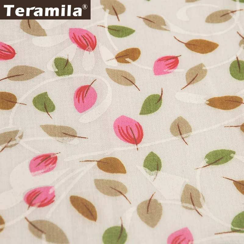 Teramila Lovely Leaf Designs 100% Cotton Fabric Sewing Cloth Textile Art Work Patchwork Telas Tecido Tissue DIY For Needlework