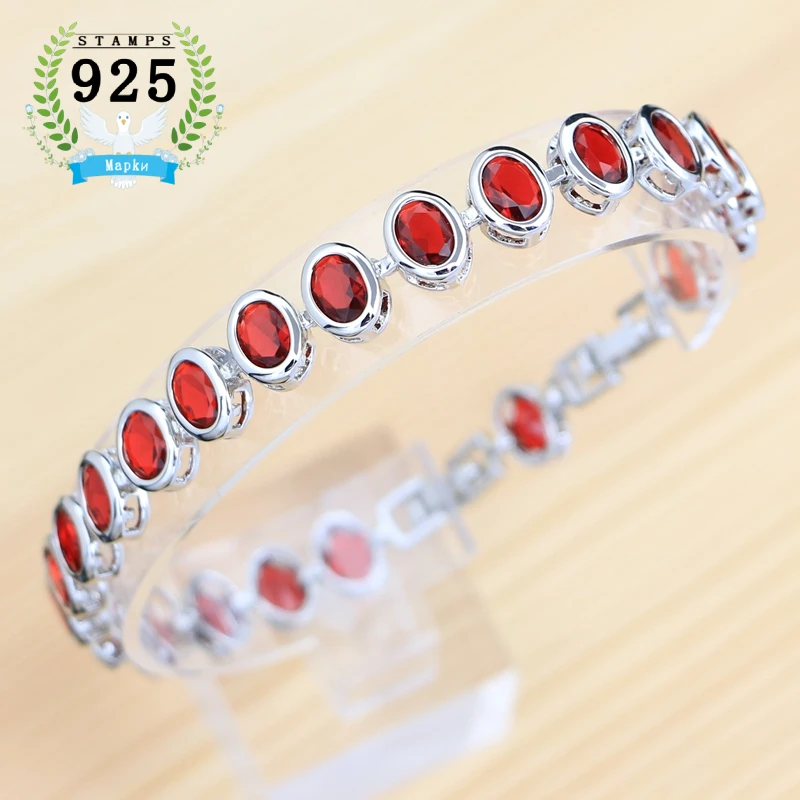 Ruby Bracelet for Women 925 Sterling Silver Bracelet Detachable Bracelet 19cm+2cm Bridal Accessories Gift for Girls