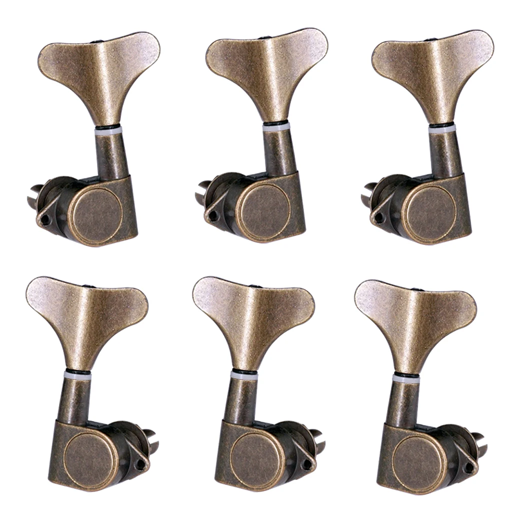 3+3 Sealed Bass Tuning Pegs Keys Machine Head Tuners for Bass, Bronze