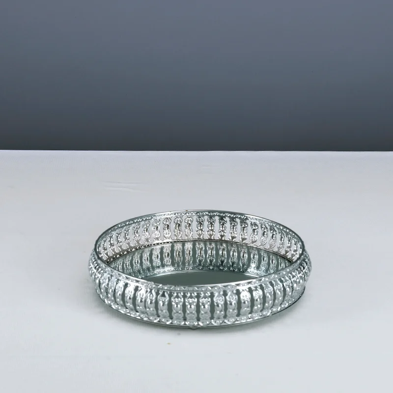SIlver Mirror tray jewelry storage tray cold meal fruit tray cake stand set