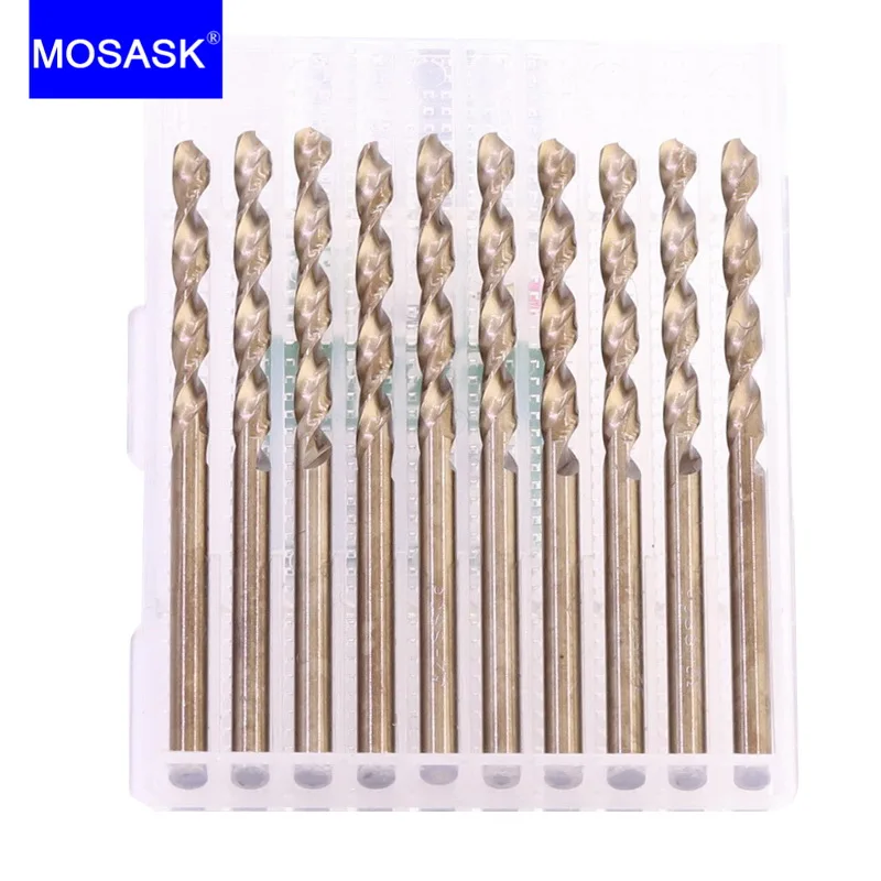 MOSASK HSS M35 stal szybkotnąca 1.0 - 13.0 MM powlekany kobaltem chwyt prosty standardowa długość zestaw wierteł CNC wiertarka