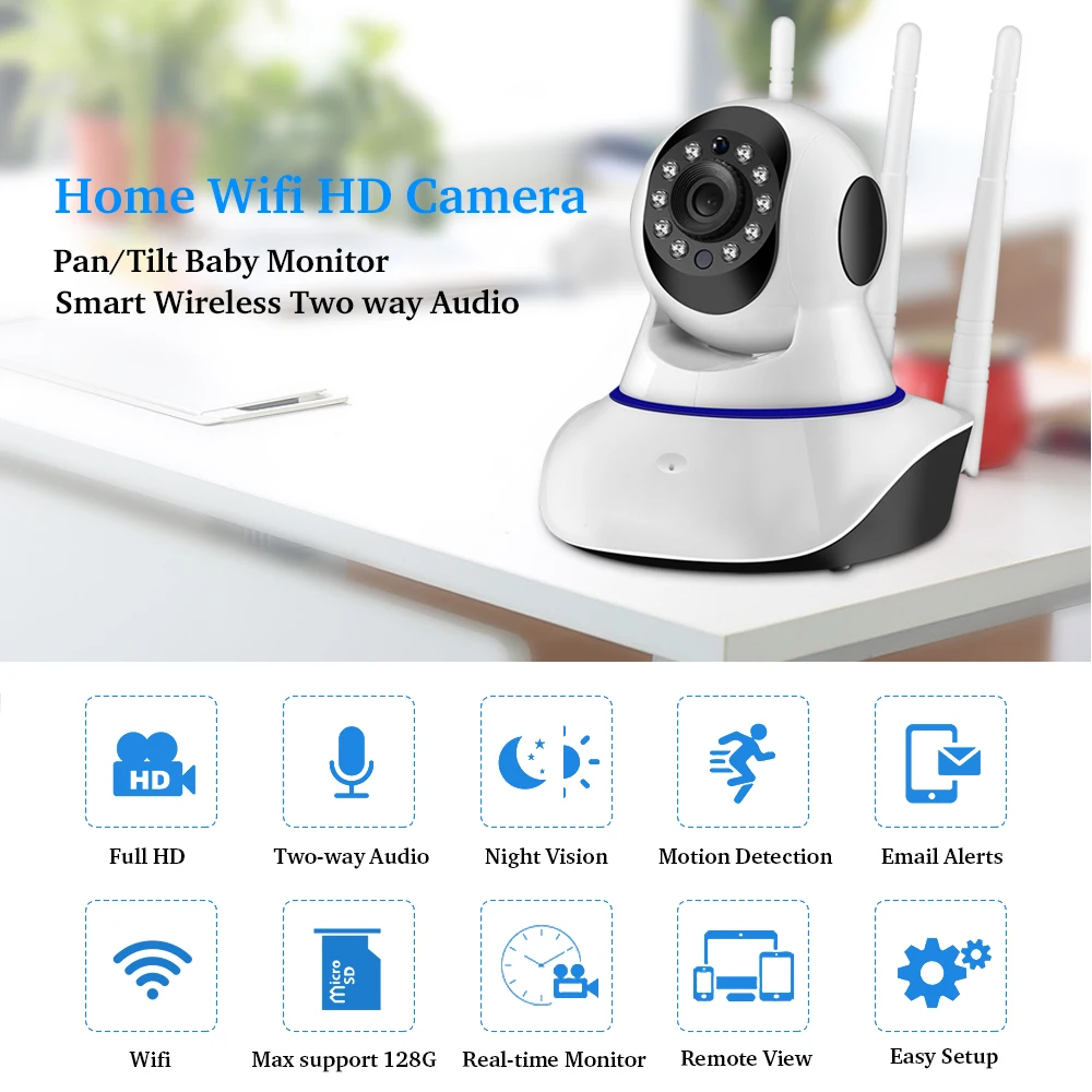 IP Camera 1080P Pan Tilt Wifi PTZ Home Security Indoor Audio CCTV Camera 2MP Baby Monitor CareCam APP