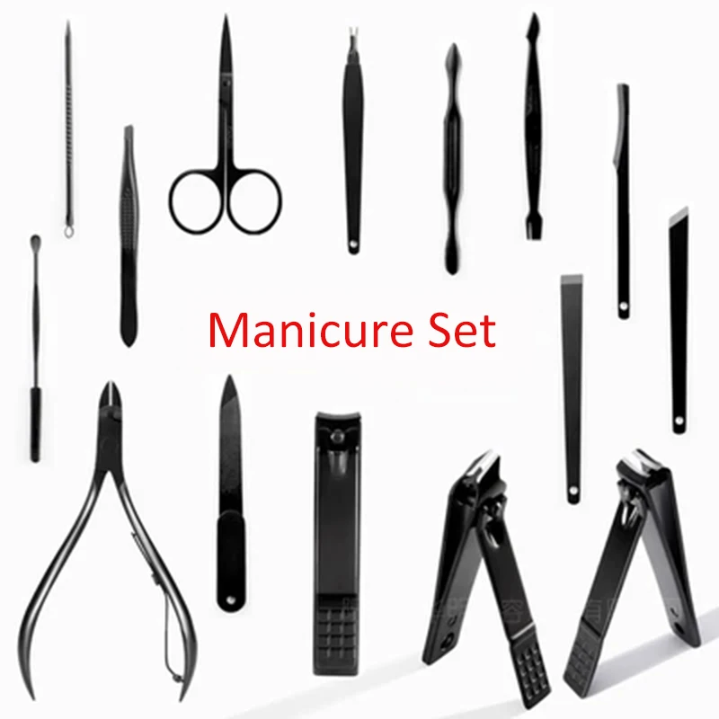 15 pçs conjunto de manicure de aço inoxidável doméstico kit de manicure de aço inoxidável cortador de unhas limpeza de cutícula ferramentas de cuidados de pedicure