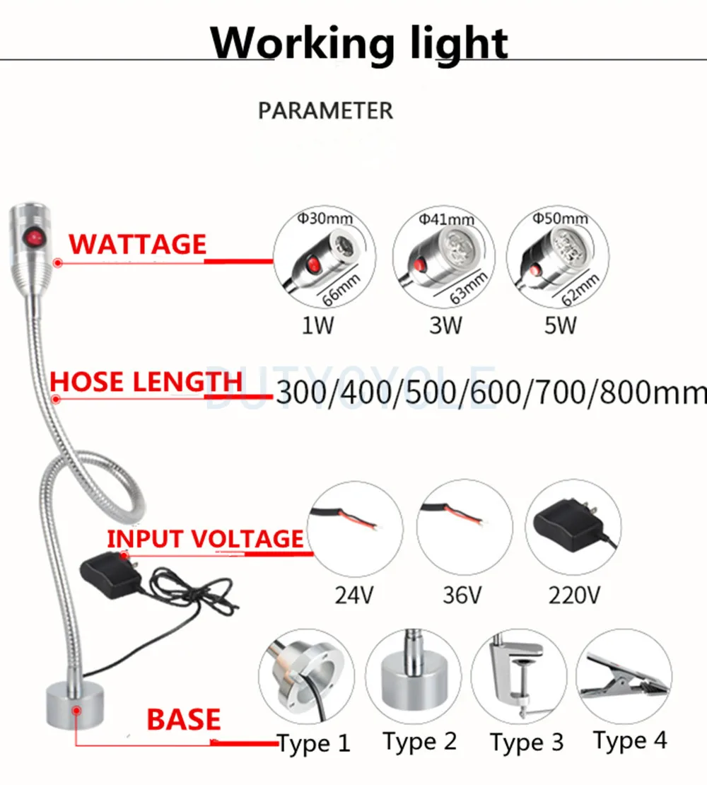 Led Machine Tool Werken Lamp Magneet Slang Kleine Industriële Lamp Terminal Machine Onderhoud Draad Snijden 24V36V220V