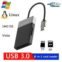 Free-Driver 6in1 Multi USB 3.0 HUB Card Reader USB 3 To CF XQD SD TF Memory Card Reader writer OTG Adapter For Win Vista Mac PC