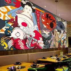 Gewohnheit Irgendeine Größe 3D Wandbild Tapete Japanische Küche Restaurant Hintergrund Wand Dekor Selbst-Klebstoff Wasserdicht Papel De Parede 3D