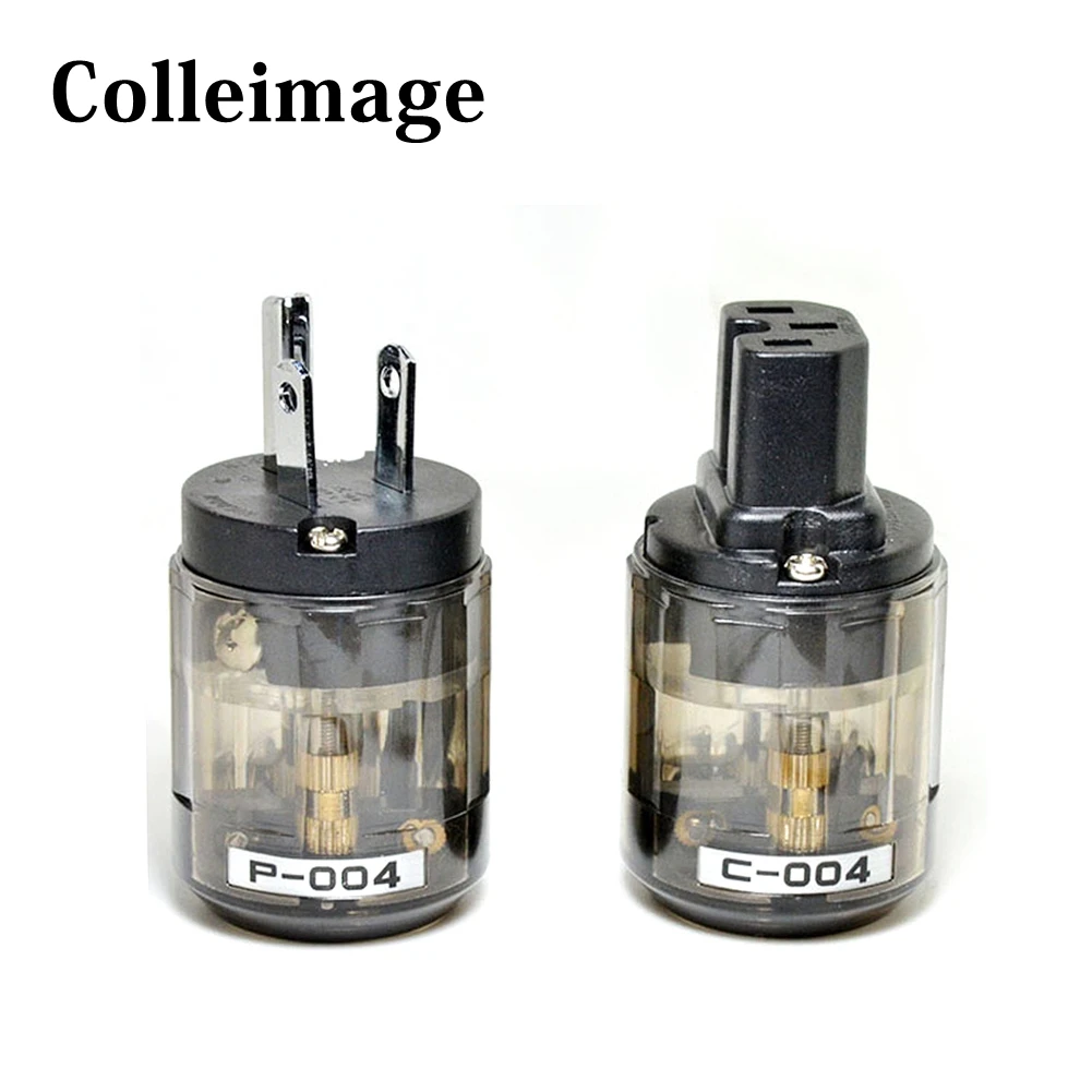 Colleimage Hifi P-004 Rhodium plating US AC Power Plug & C-004 IEC Connector Audio AMP CD Filter Amplifier Plug