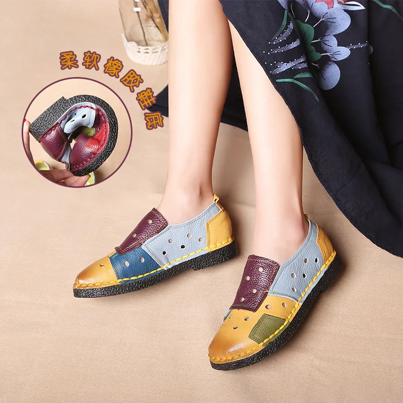 Women Shoes Women Flat Shoes Fashion Women Loafers Summer Genuine Leather Shoes New Moccasins Loafers Breathable Designer Shoes