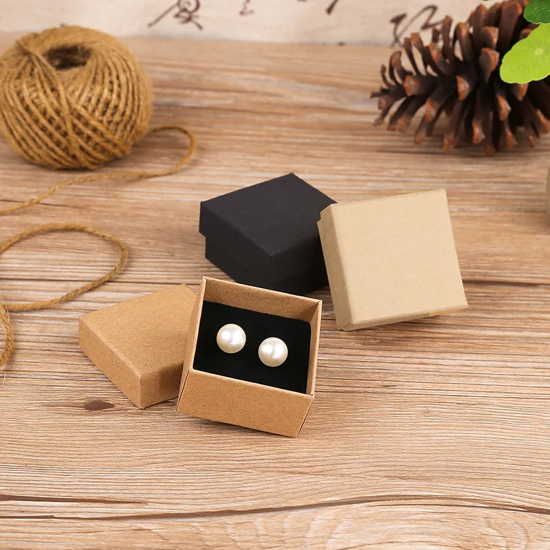 24pcs Kraft Paper Packaging Box Vintage Jewelry Earring Bracelet Ring Beads For Women Organizer Gift Boxes Travel Storage Carton