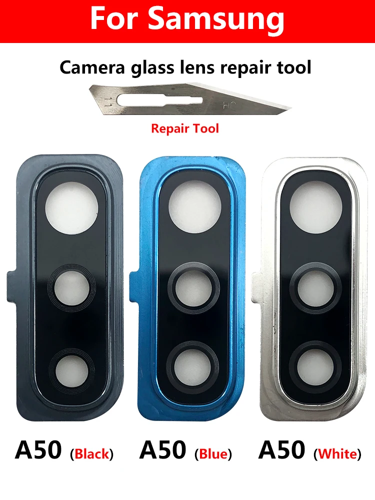 New For Samsung A50 A505F A70 A705F Back Rear Camera Glass Lens With Circle Cover Frame