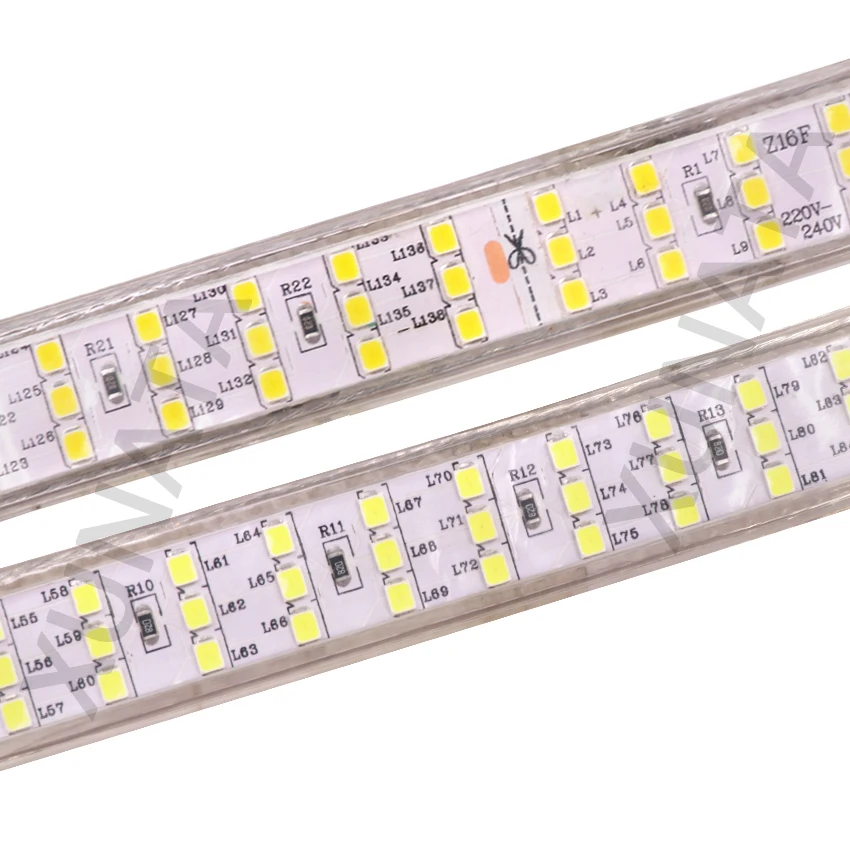 2835 taśmy LED światła 276 led/m trzy rzędy 220V moc SMD2835 wodoodporna wstęga LED światła linowe oświetlenie do dekoracji domu ciepły biały