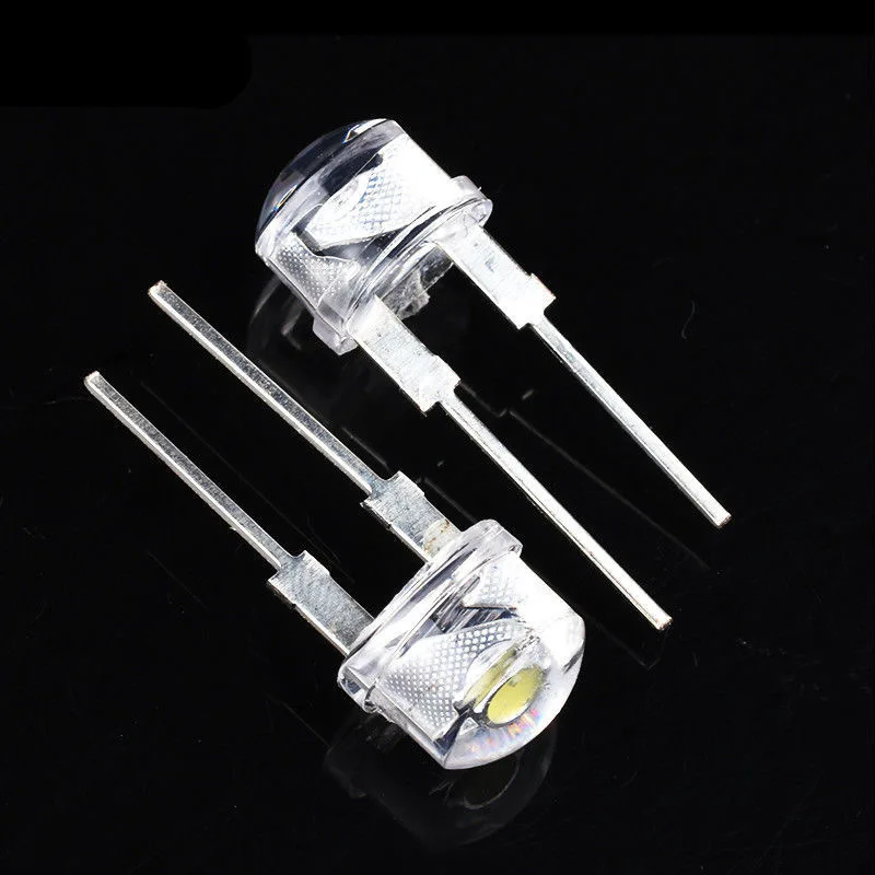 20PCS 100PCS  LED 8mm Straw Hat  Lamp Bead are White Cold Light 0.5W 0.75W  Big chips F8MM Hight Power Hat Light-emitting Diode