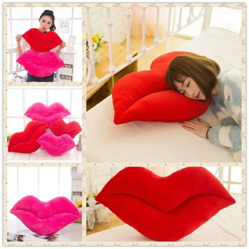 Cotton Lip Shaped Pillow Case Sofa Waist Throw Cushion Cover Home Decor