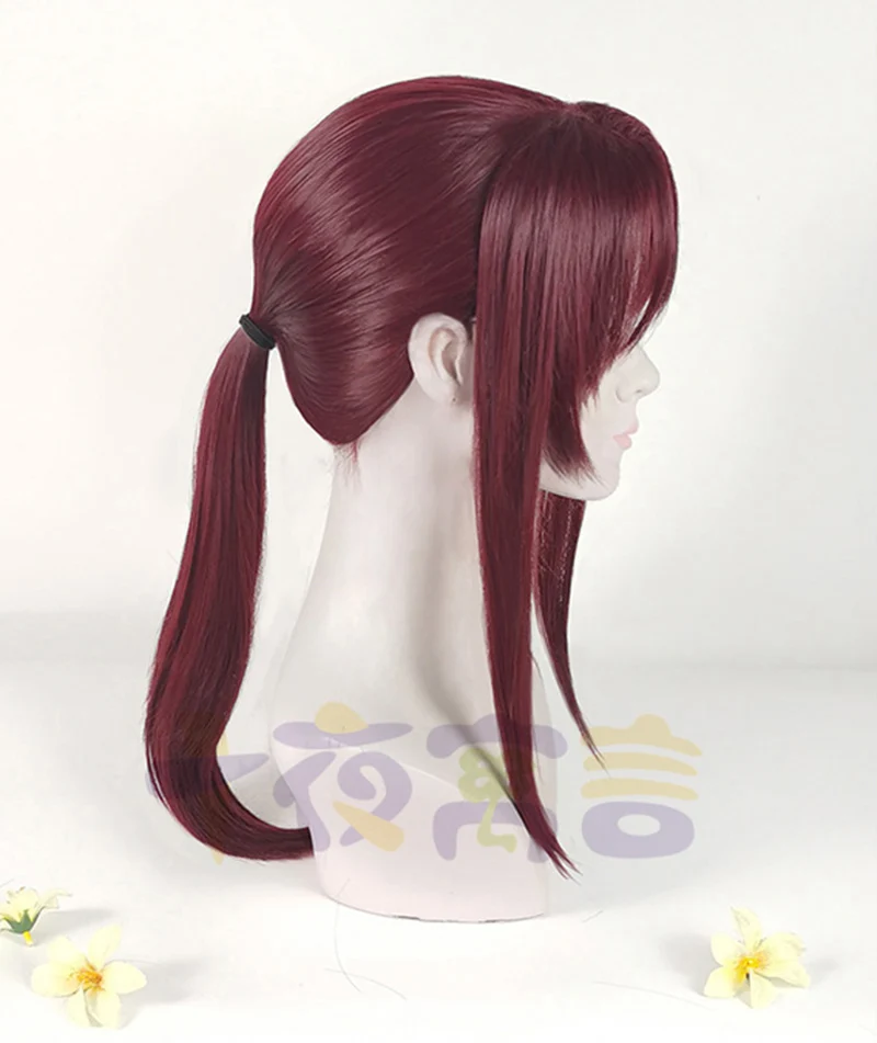 New BLACK LAGOON Rebecca Revy Cosplay Wig Wine Dark Red Ponytail Long Styled Hair Wigs + a wig cap