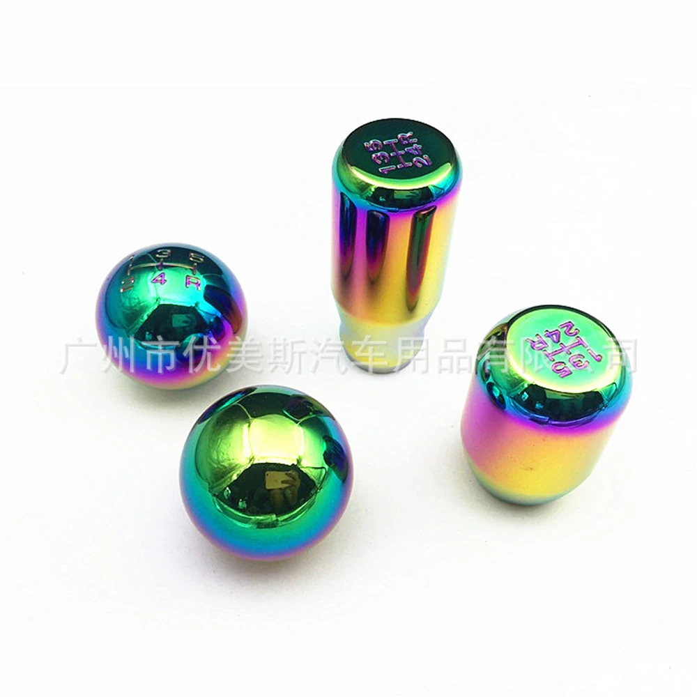 

5 Speed Universal Car Colorful Aluminum Gear Shift Knob Head Manual Stick Leather Metal Lever Handle Ball Head
