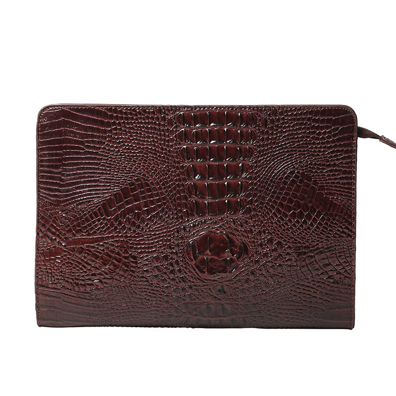 Luxury Crocodile Pattern Men Clutch Bags Brand Designer Business Bag iPad Handbags Fashion Soft Leather Envelope Bag Male Wallet