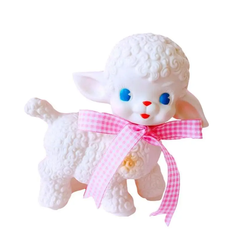 Retro klassische Gummi Schaf Puppe süße Mädchen Schatz Stimme Tier Geschenk Modell Lamm statische Schreibtisch Zimmer Wohnaccessoires Ornamente – Detail 1