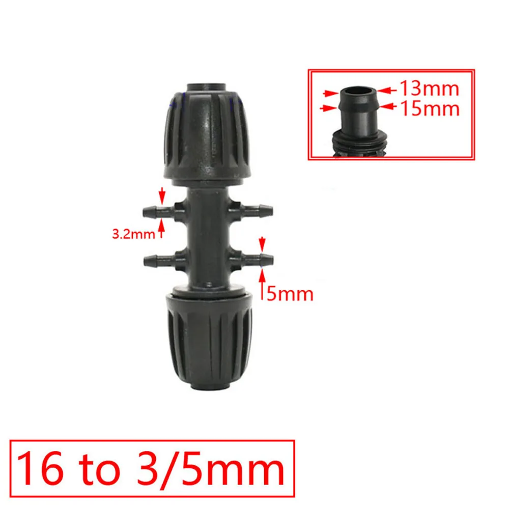 16mm PE Tubing Barb Connectors Tee Elbow End Plug Joints 1/2' X 3/8'' 1/4'' 1/8'' 6.0mm Pipe Reduced Coupling Tap Adapter