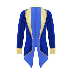 Kids Tuxedo Coat Halloween Long Sleeves Lapel Collar Tailcoat Jacket Girls Roleplay Party Performance Ringmaster Circus Costume