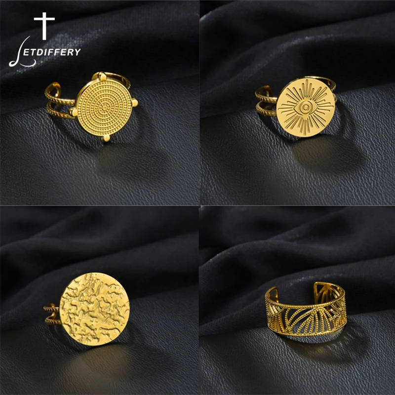 Letdiffery Boho Multi-Style Stainless Steel Women Rings for Women Vintage Geometric Open Ring Jewelry Gifts Dropshipping