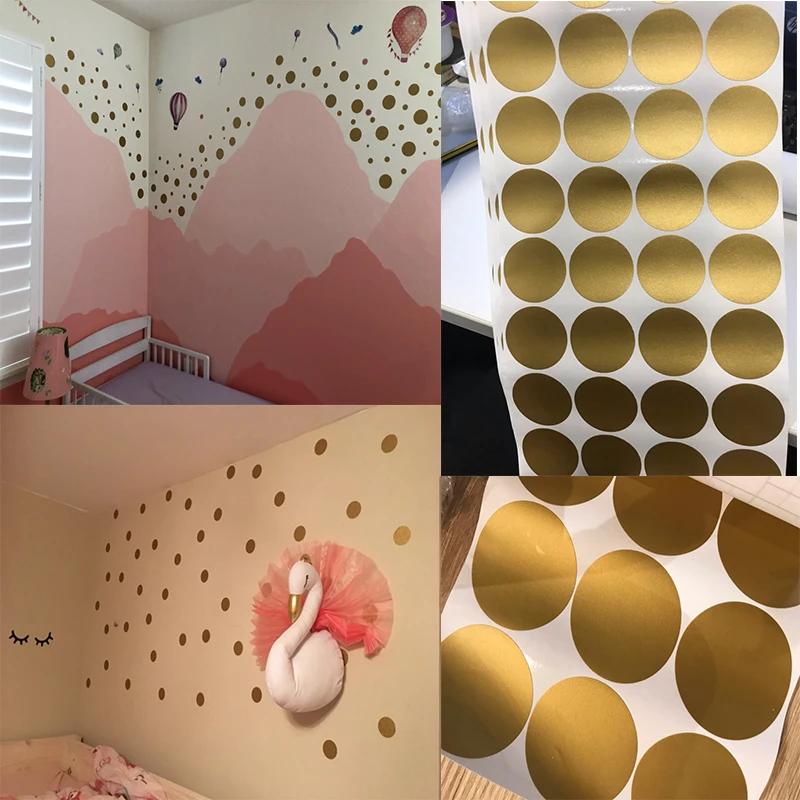 Cartoon Polka Dots Round Wall Stickers For Kids Baby Rooms Bedroom Circle Tiny Polka Art Mural DIY Peel And Stick PVC Wallpaper