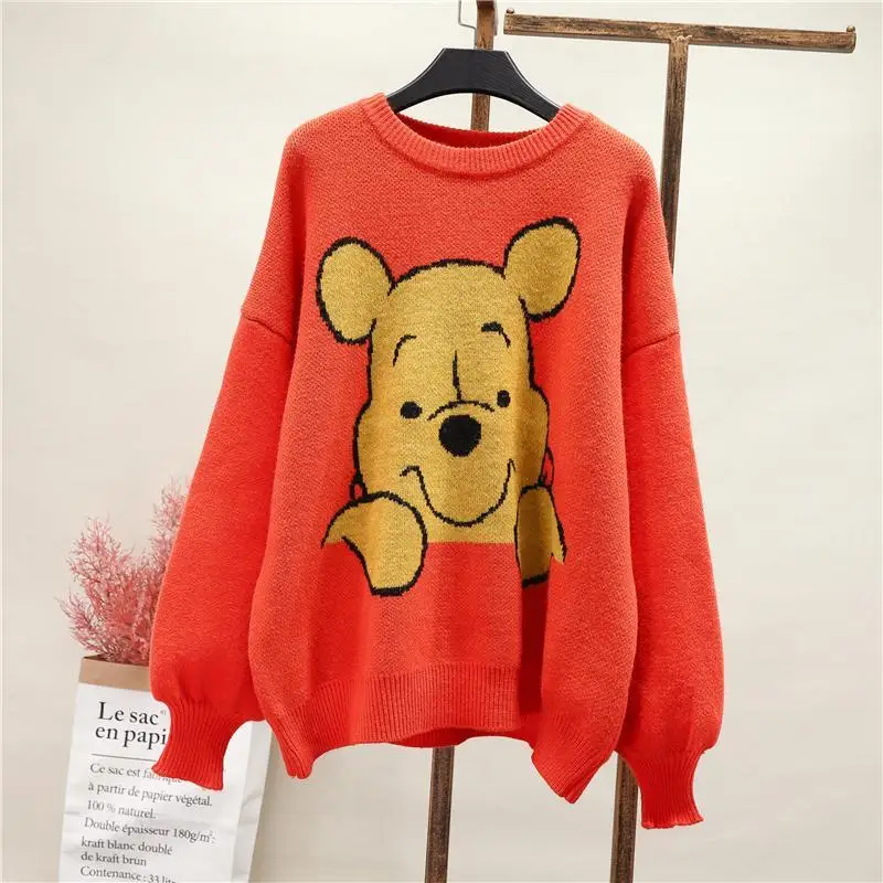 Korobov 2021 New Cute Autumn Sweaters Korean O Neck Long Sleeve Oversize Sueter Mujer Japanese Kawaii Cartoon Knitted Sweater