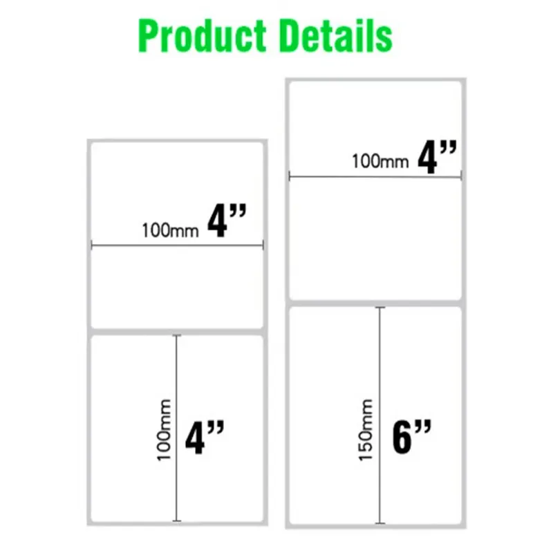 4x6 Inches Shipping Lable Direct Thermal Paper Sticker 100X100/150MM Adhesive Stickers 4-Inch Matching For Thermal Label Printer