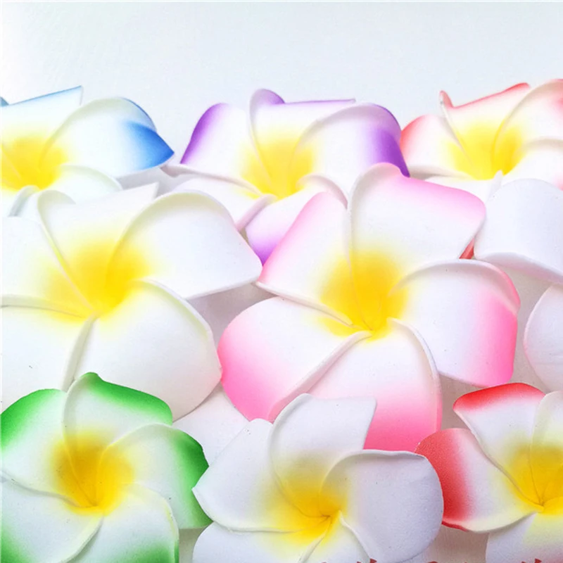 10PCS Foam Frangipani Head Artificial Plumeria Hawaiian Fake Flower Frangipani Flower Plumeria Egg For Beach Wedding Party Decor