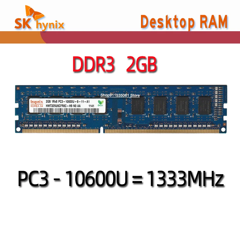

Sk Hynix ddr3 rams 2GB 1Rx8 PC3L-10600U 2RX8 PC3-12800U-11 1600MHz memory 240pin DESKTOP
