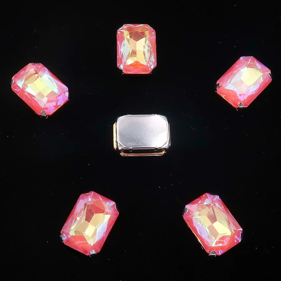 Rechteckige silberne Krallenfassungen, 20 Stück/Packung, 13 x 18 mm, Jelly Candy & AB-Farbe, Glaskristall zum Aufnähen, Strass für Hochzeitskleid, DIY – Detail 7