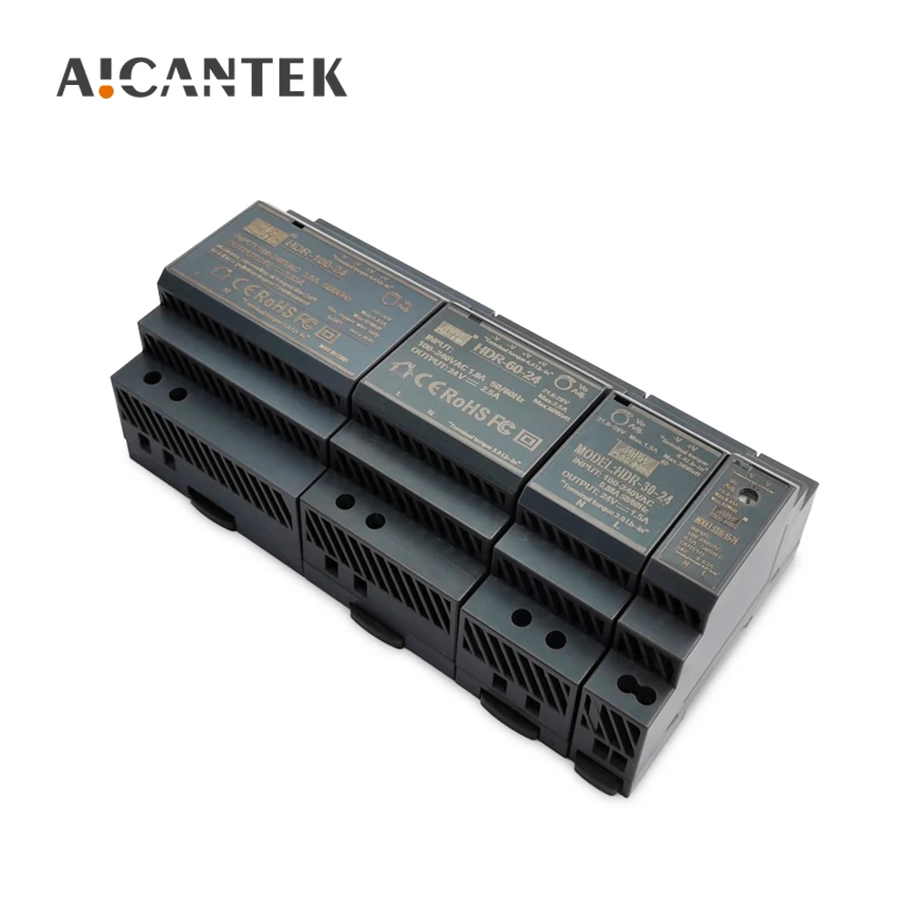 HDR DIN Rail Power Supply 12V 24V HDR-15 HDR-30 HDR-60 HDR-100 HDR-150 Meanwell Slim LED Driver HDR-150-24