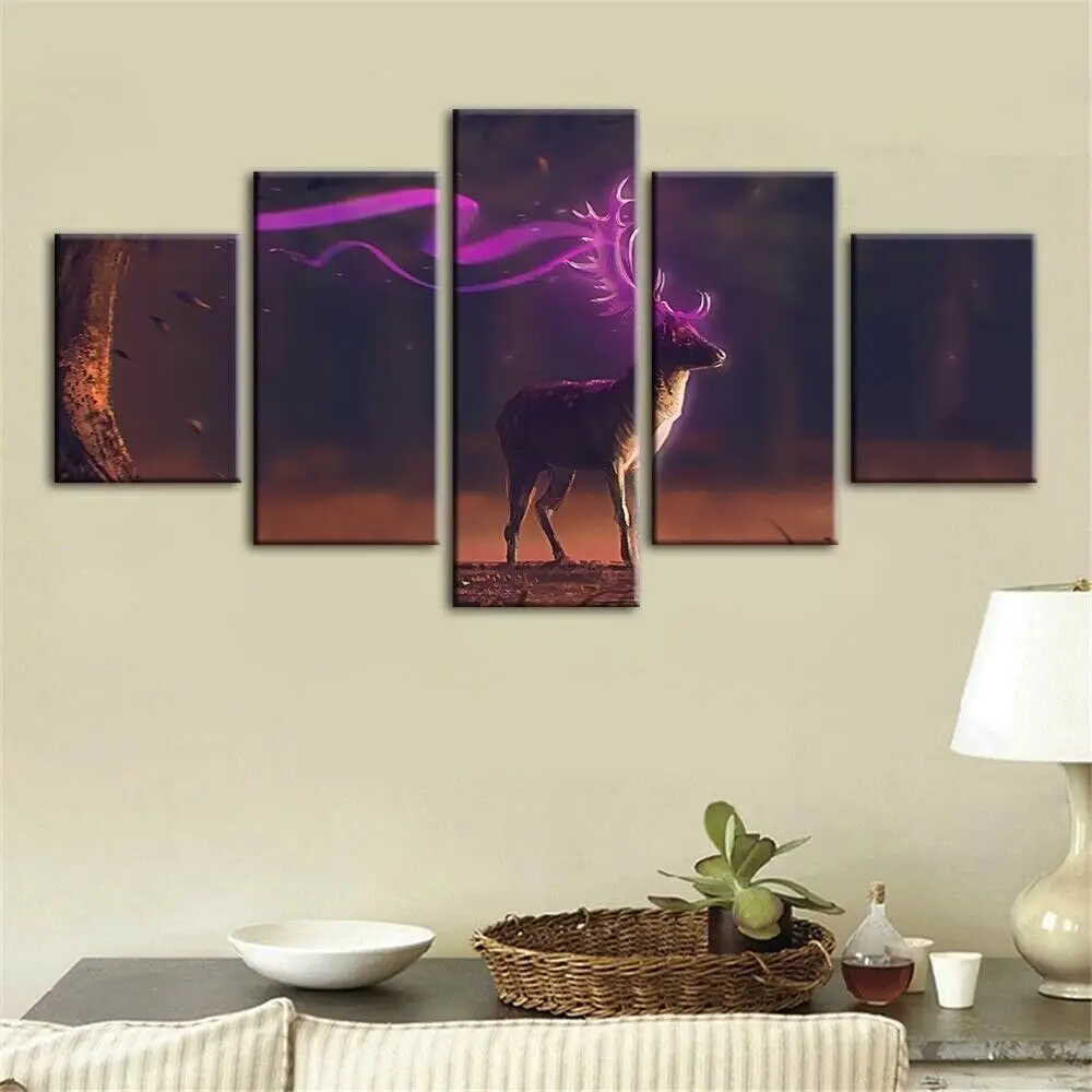 

Abstract Fantasy Deer Animal 5 Pcs Modular Paintings HD Prints Posters Canvas Wall Art Pictures For Living Room Home Decor