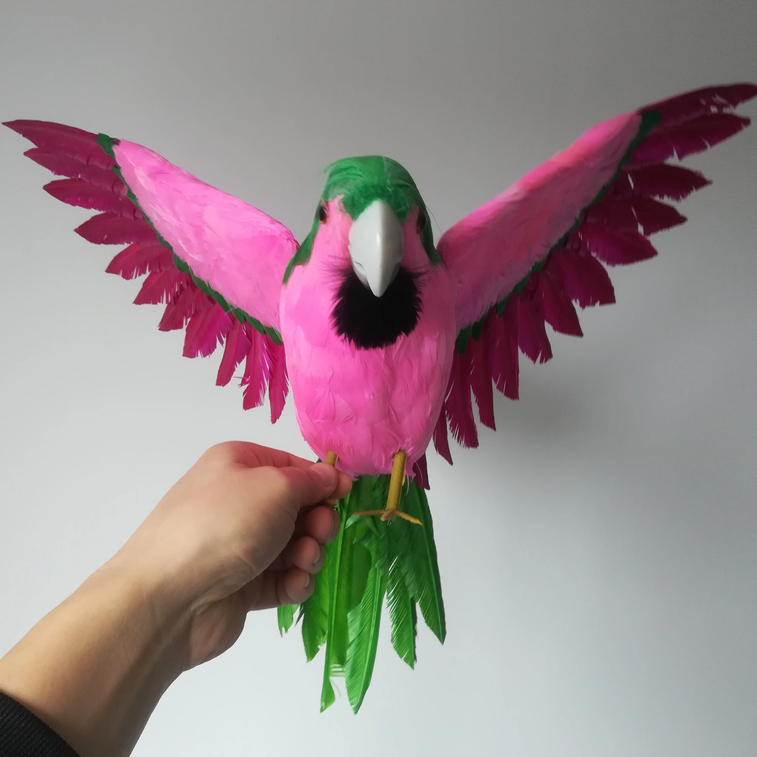 42x60cm hot pink colourful feathers parrot bird hard model,foam&feathers bird prop,home garden decoration toy Xmas gift b0985