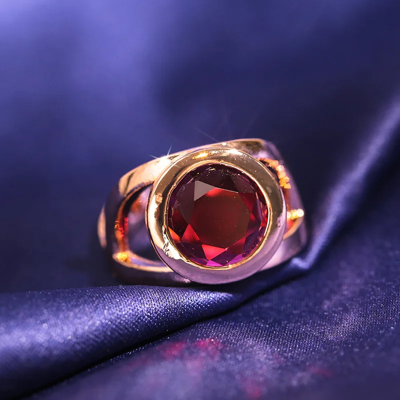 

Luxury Big Pomegranate Red Zircon Ring for Women S925 Silver Wedding Crystal Rose Gold Color Engagement Gift Fashion Jewelry