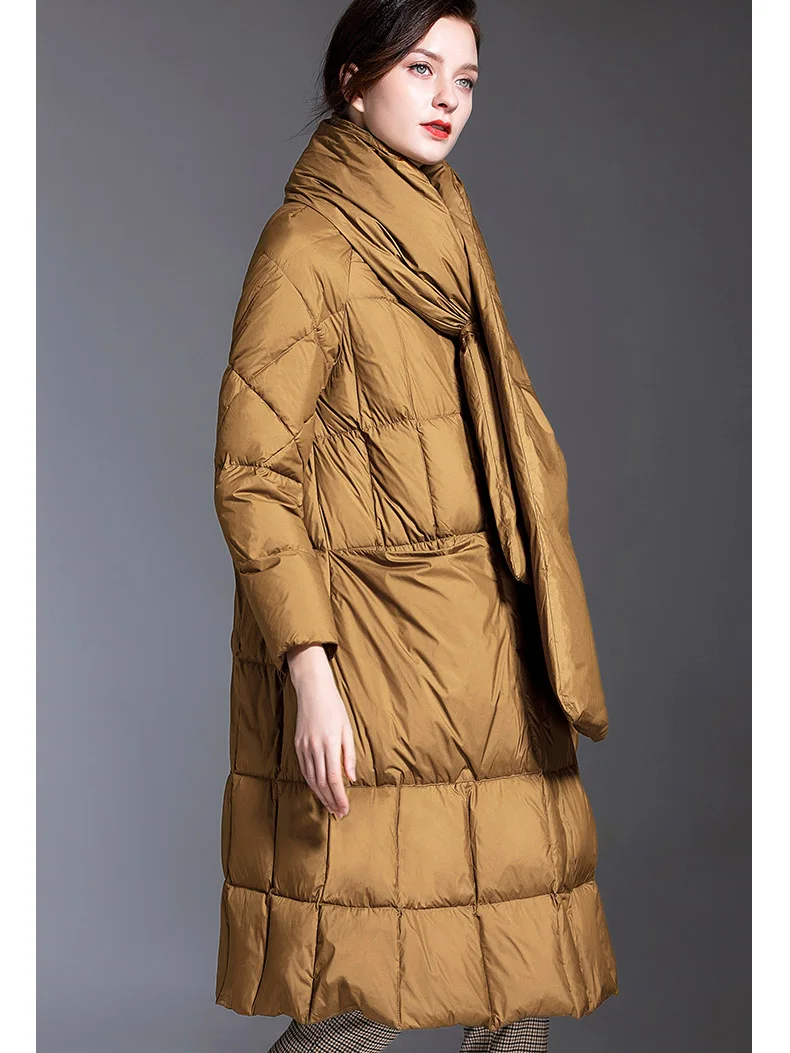 Weibliche Winter Lange unten jacke Plus größe Puffer Frauen stand-up kragen schal mode hohe-qualität Kalten schutz mantel