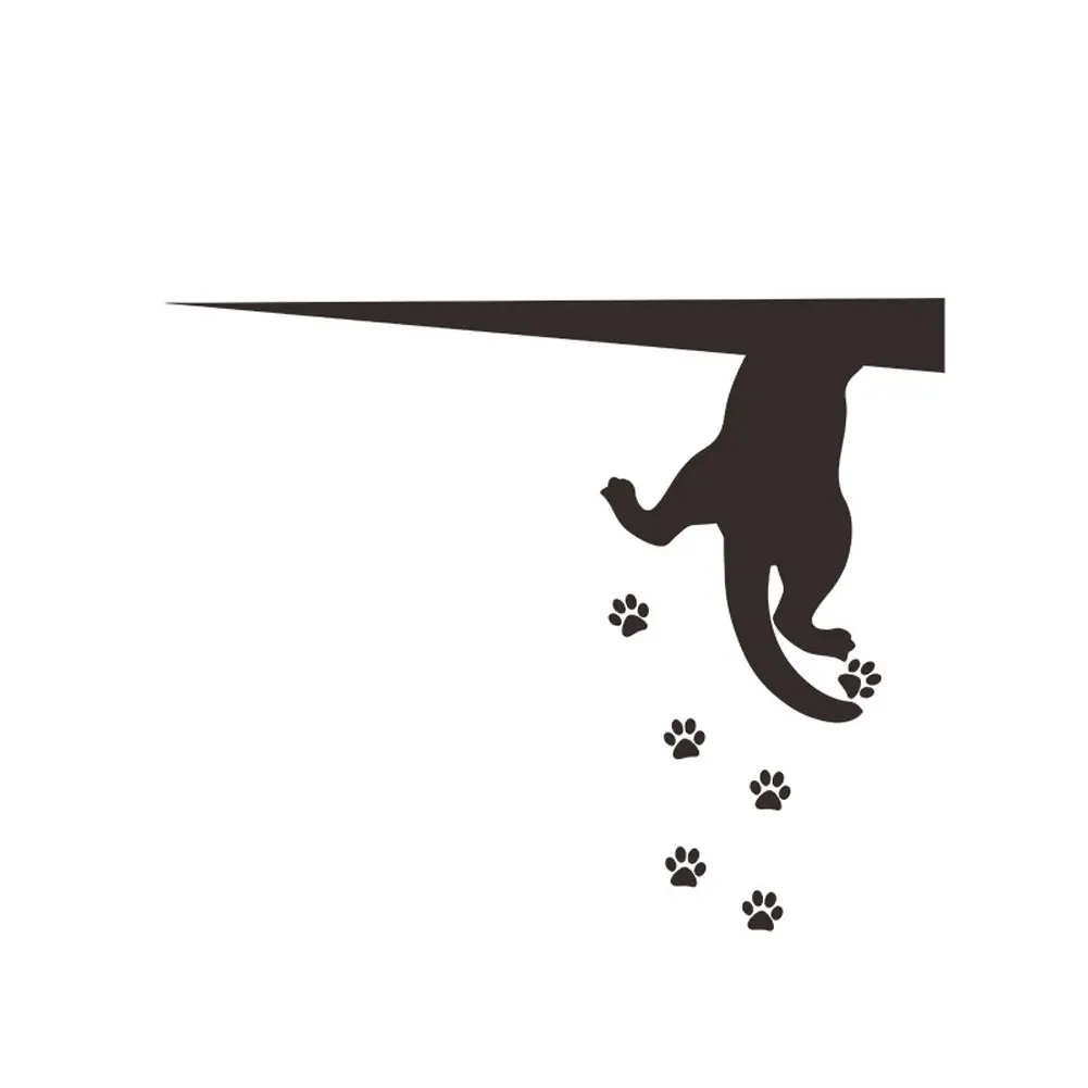 Black Puppy Climbing Footprints Wall Stickers Living Room Cupboard Windows Decoration Wallpaper Home Decor Interesting Sticker