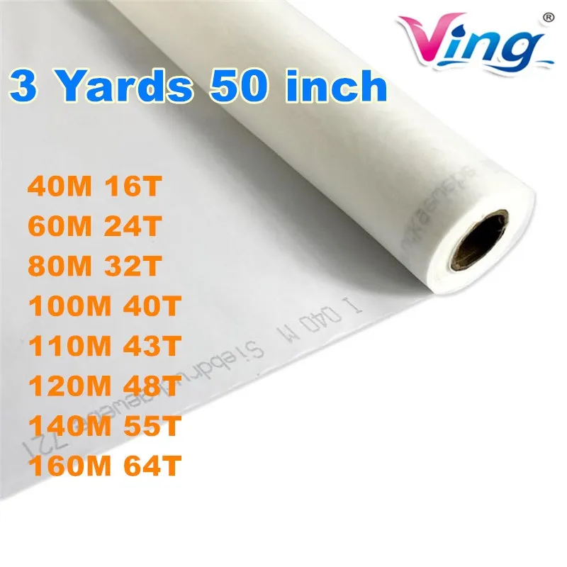 50 Inches 3 Yards 40-160Mesh Polyester White Silk Screen Printing Mesh Fabric for Clothes Textiles Screen Printing Mesh Filter