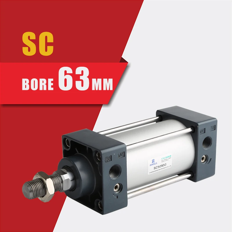 

SC63-25 63mm Bore 25mm Stroke Dual Acting Aluminum Alloy Pneumatic Air Cylinder