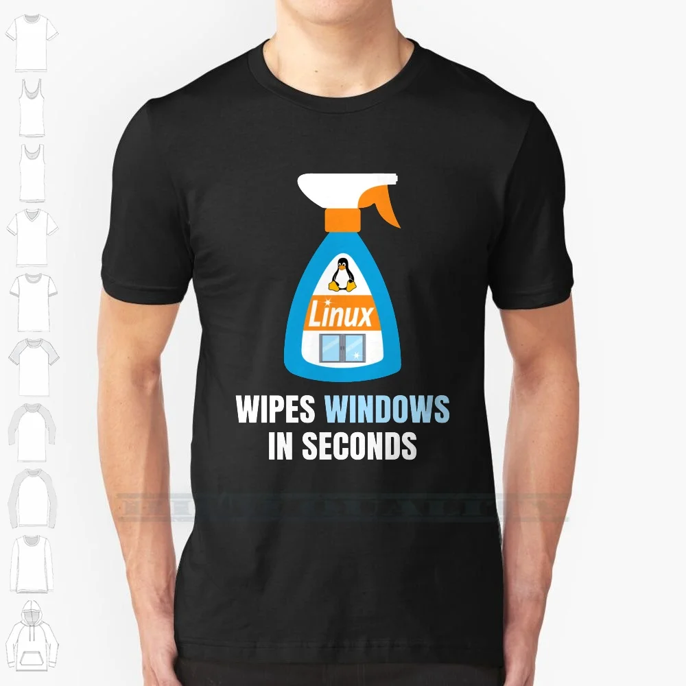 Funny Linux Windows Cleaner 100% Cotton T Shirt Funny Linux Gnu Ubuntu Debian Arch Fedora Tux Programmer Programming Developer