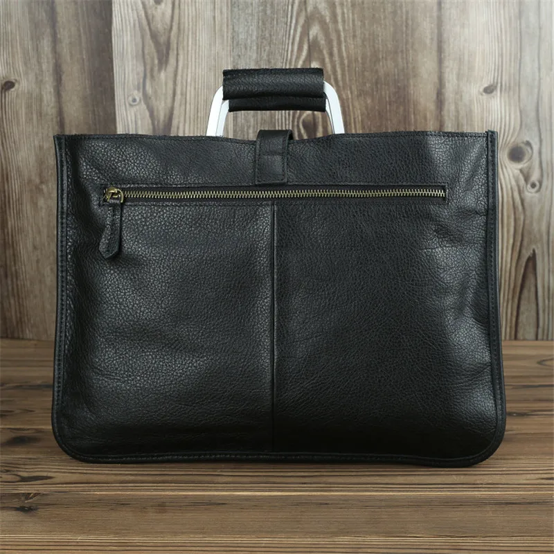 Nesitu Hoge Kwaliteit Vintage Bruin Zwart Lederen A4 Kantoor Mannen Aktetas Zakelijke Schouder Messenger Bag Portfolio M1823