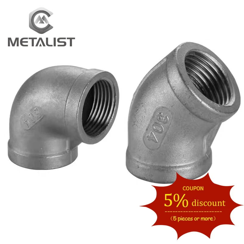 

METALIST 3/4”DN20 Elbow 90 Degree Angled SS304 Stainless Steel Female*Female Threaded Pipe Fittings Adapt two pipes