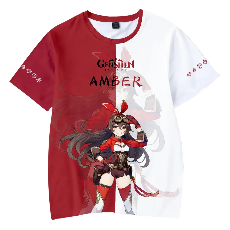 Genshin Impact T-Shirts Anime Game Girls Hutao Klee 3D Print Streetwear Men Women Oversized T Shirt Kids Boys Tees Tops Clothing