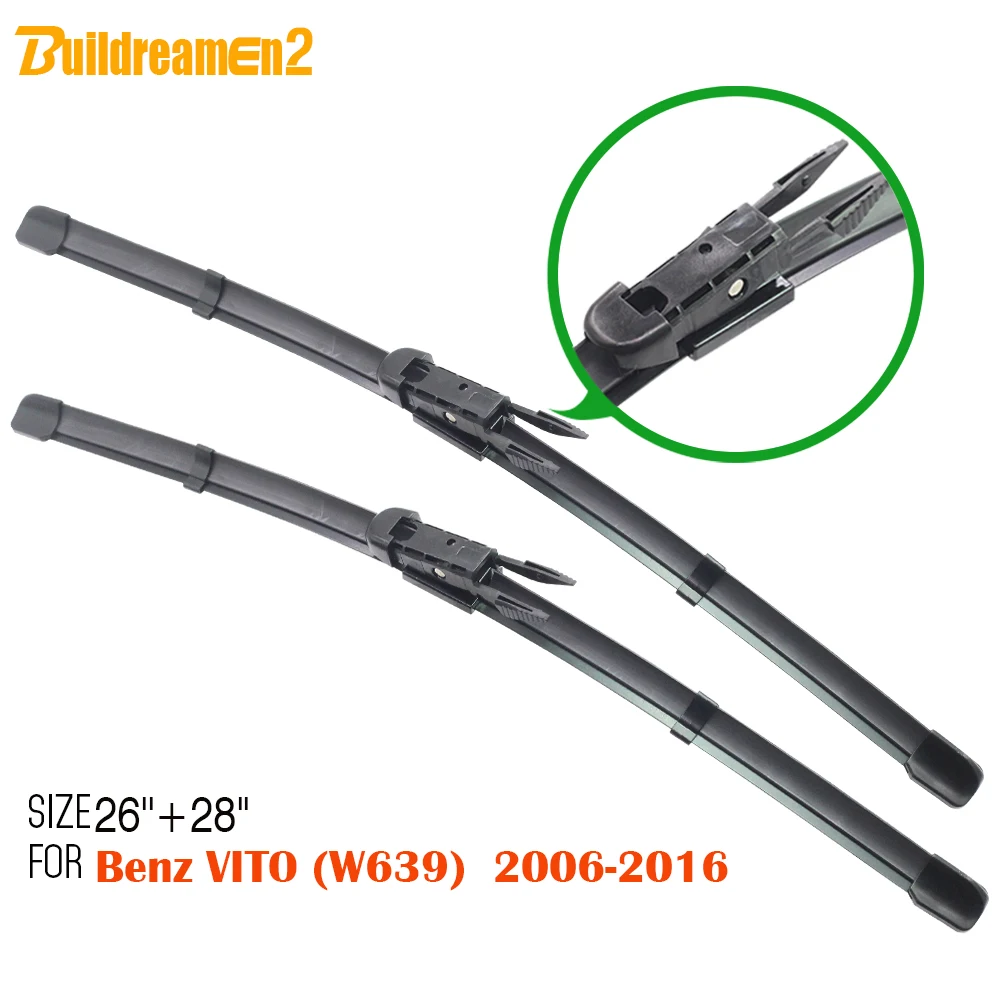 Buildreamen2 Car Soft Rubber Wiper Blades Window Wiper Blade Vehicle Windshield 1Pair For Mercedes-Benz VITO (W639) 2006-2016