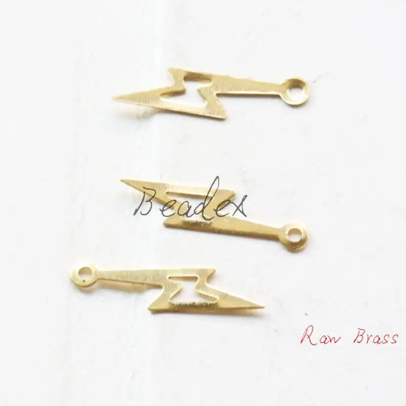 200 Pieces Raw Brass Lightening Charm - 16x4mm (2032C)