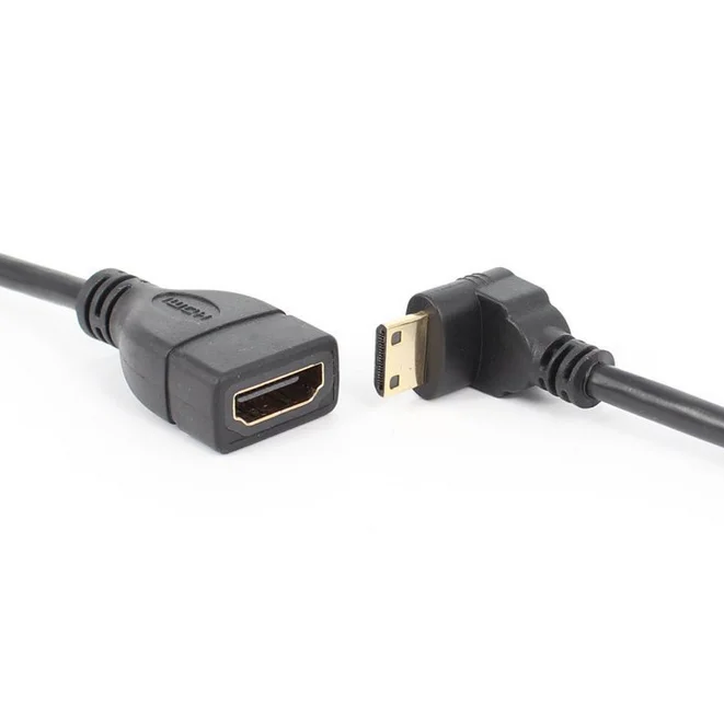 gold v1.4 90Degree down Angled Mini HDMI-compatible Male to HDMI-compatible Adapter Female Cable NEW