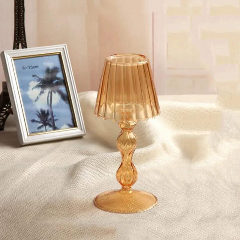 

4 шт./упак. 10*19,5 см креативный подсвечник из янтарного стекла свадебный живой реквизит украшение дома подарок другу