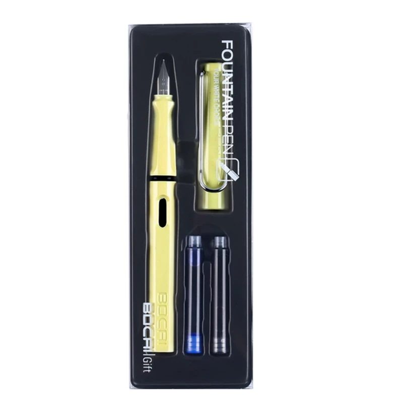 Piston-Filled Fountain Pen Set with 2 Sacs Clear Storage Case EF Nib Gift Set for Kids Adults