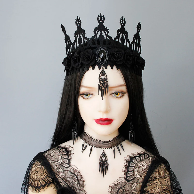 

Halloween Cosplay Witch Props Headband Makeup Party Beauty Pageant Performance Accessory Women's Gothic Black Headdress