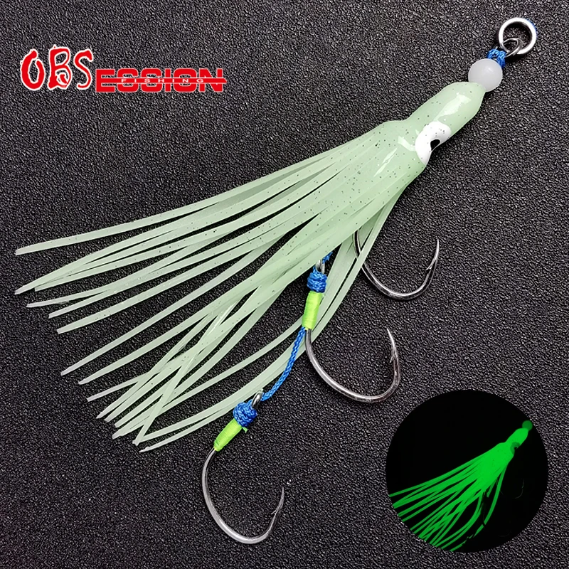 

OBSESSION Twin Pike Assist Octopus Hooks Boat Of 40g-1kg Jig Luminous Inchiku Double Triple Squid Barbed Hooks Marlin Fish Hooks